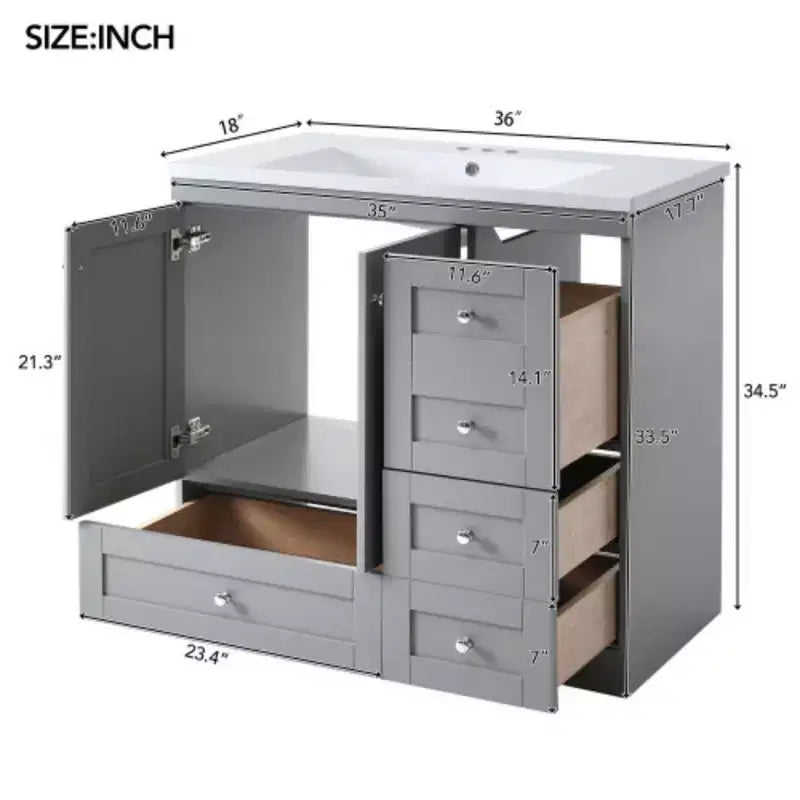 Meuble-lavabo de salle de bain autoportant de style Shaker avec évier