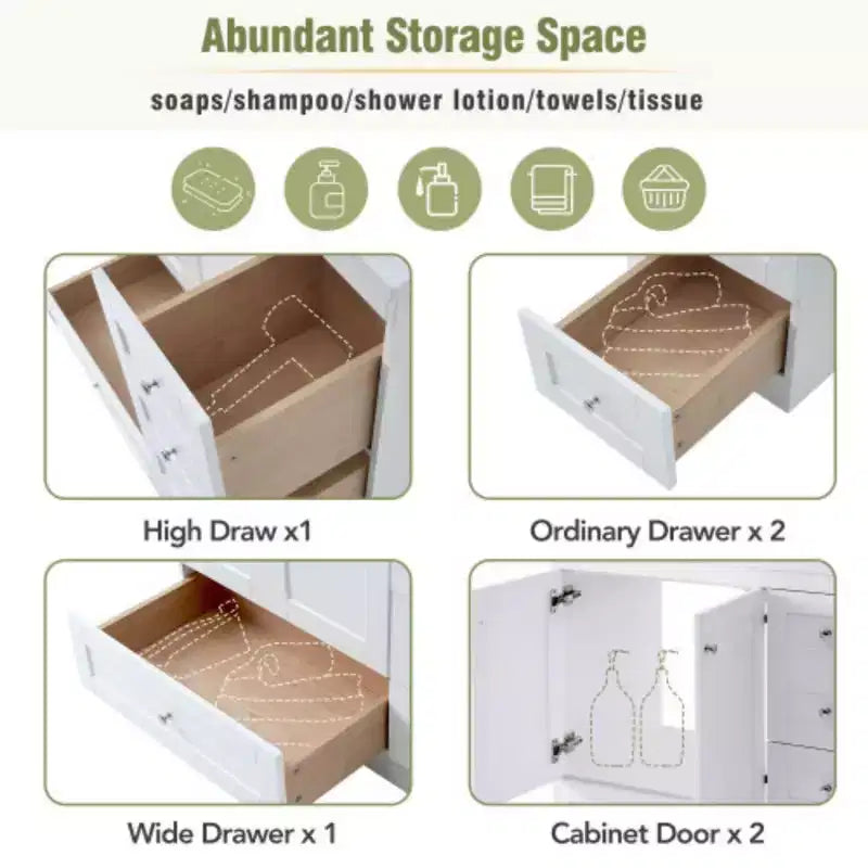 Meuble-lavabo de salle de bain autoportant de style Shaker avec évier