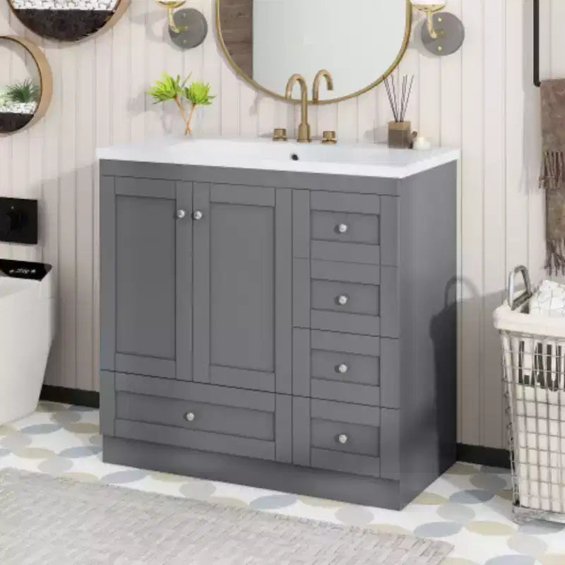 Meuble-lavabo de salle de bain autoportant de style Shaker avec évier