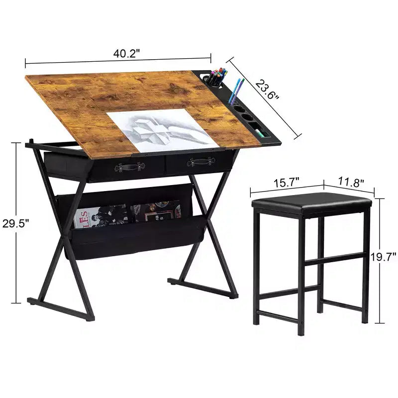 Table à dessin en bois/Table à dessin avec roulettes/Table d'architecte inclinable