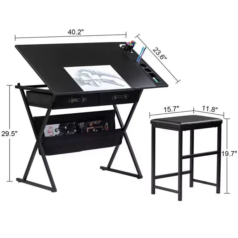 Table à dessin en bois/Table à dessin avec roulettes/Table d'architecte inclinable