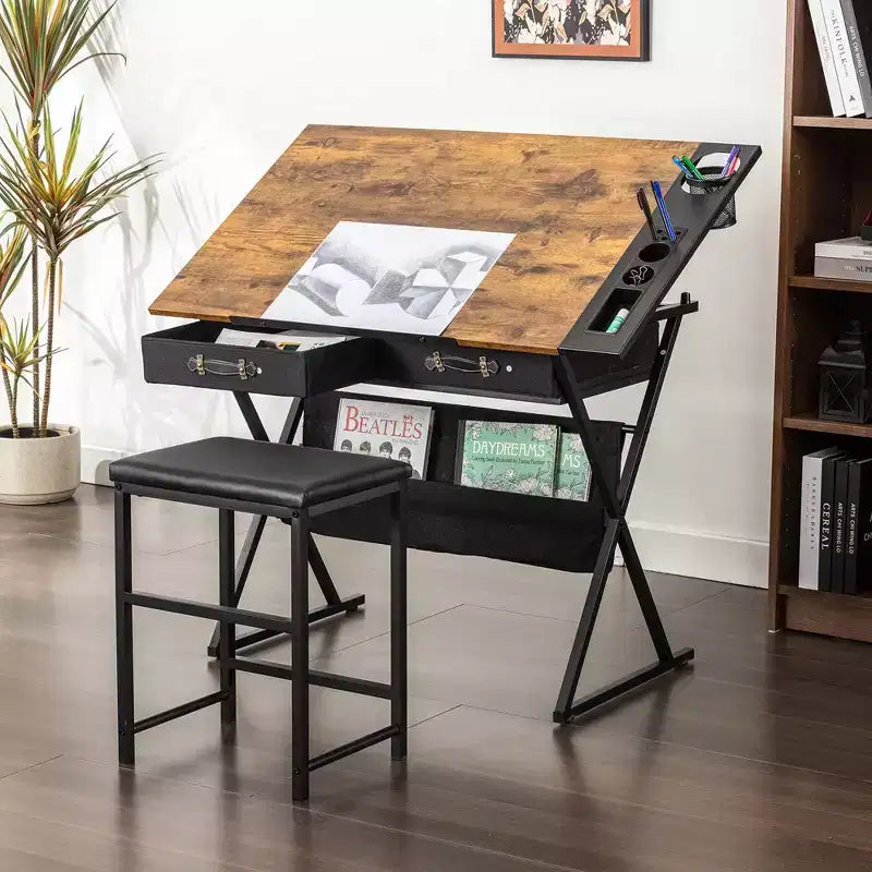 Table à dessin en bois/Table à dessin avec roulettes/Table d'architecte inclinable