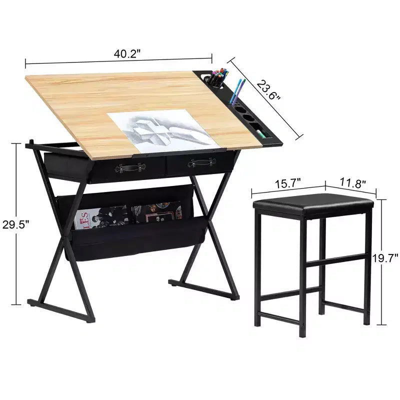 Table à dessin en bois/Table à dessin avec roulettes/Table d'architecte inclinable