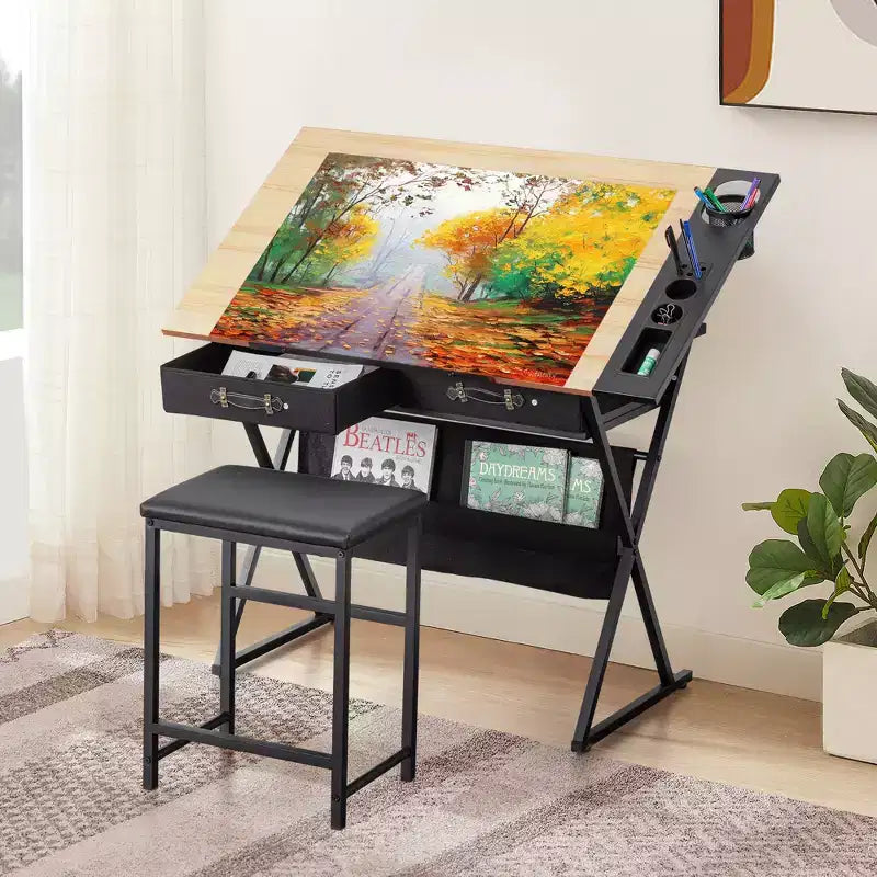 Table à dessin en bois/Table à dessin avec roulettes/Table d'architecte inclinable