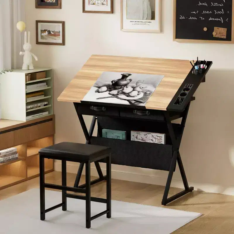 Table à dessin en bois/Table à dessin avec roulettes/Table d'architecte inclinable
