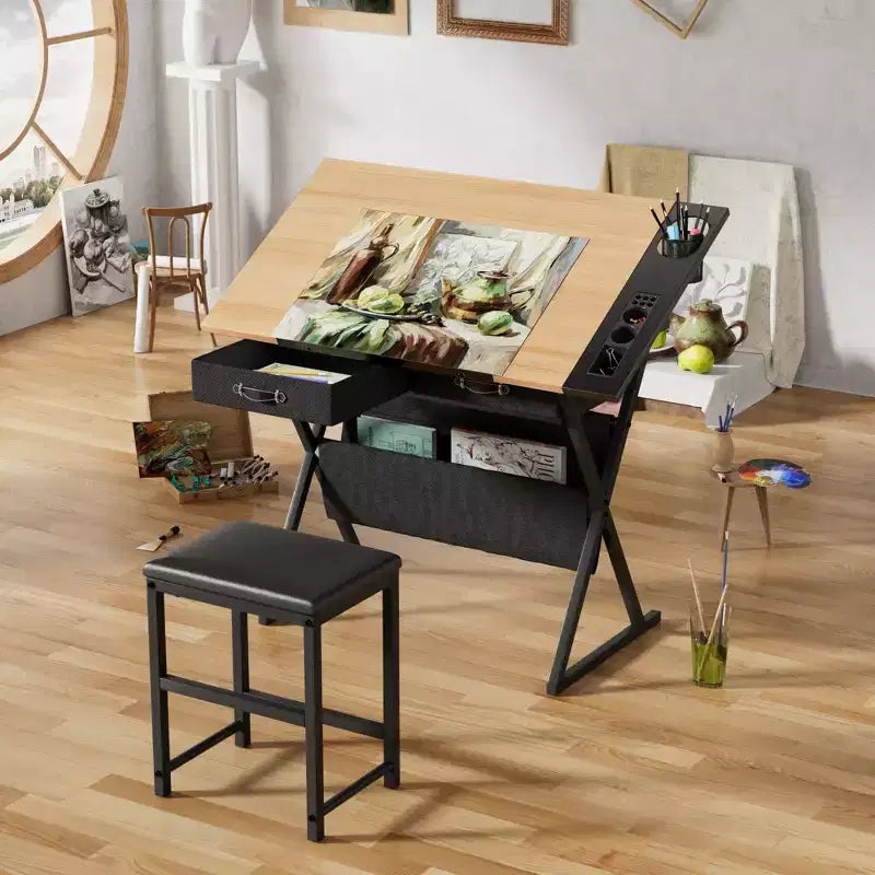 Table à dessin en bois/Table à dessin avec roulettes/Table d'architecte inclinable