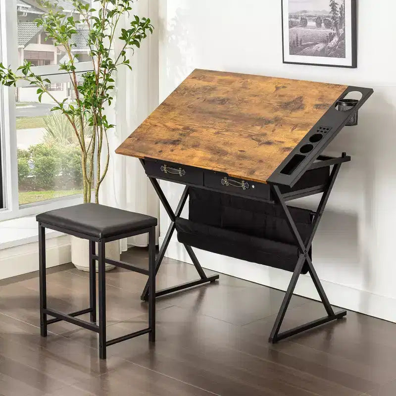 Table à dessin en bois/Table à dessin avec roulettes/Table d'architecte inclinable