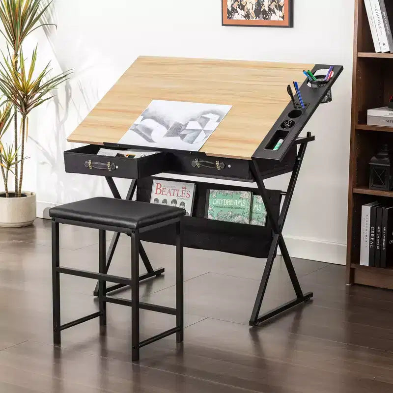 Table à dessin en bois/Table à dessin avec roulettes/Table d'architecte inclinable