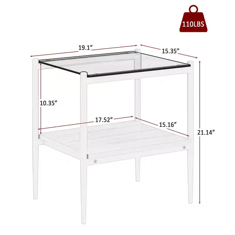 Table d'appoint rectangulaire avec plateau en verre trempé, pour salon, verre gris