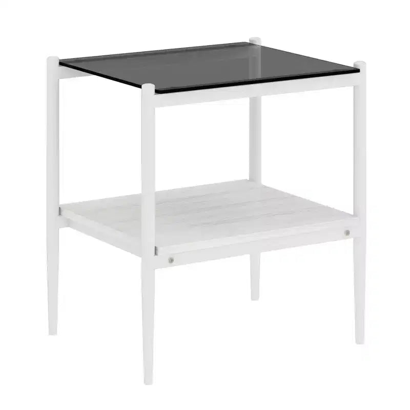 Table d'appoint rectangulaire avec plateau en verre trempé, pour salon, verre gris