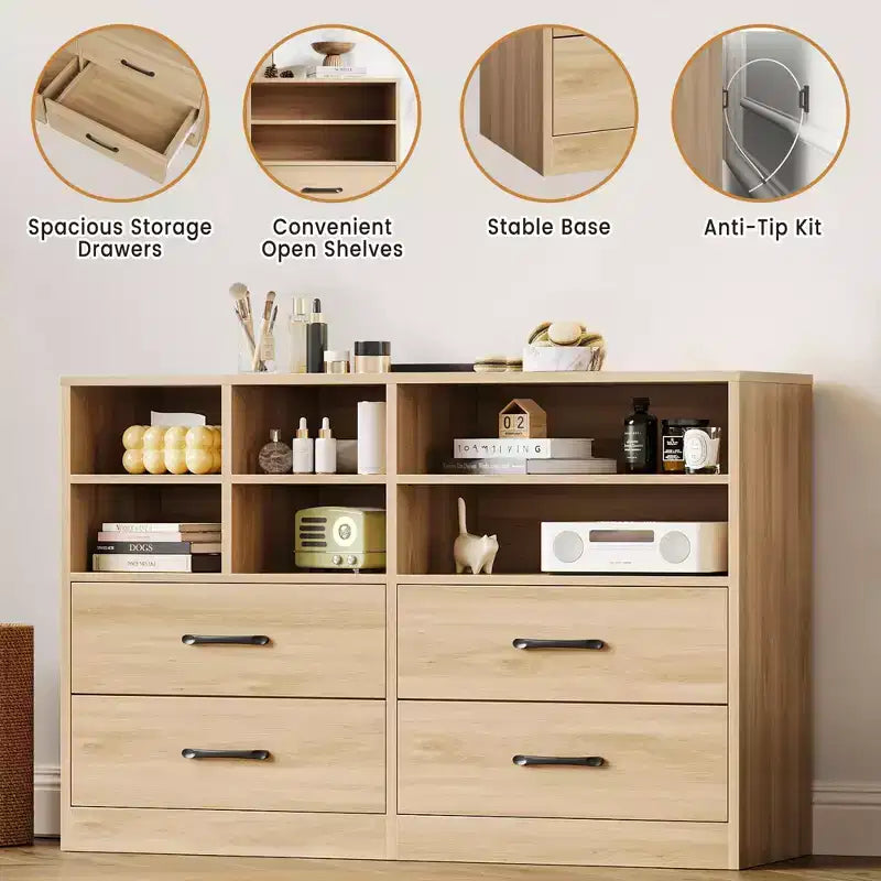 Commode 4 tiroirs pour chambre à coucher, commode moderne, meuble TV
