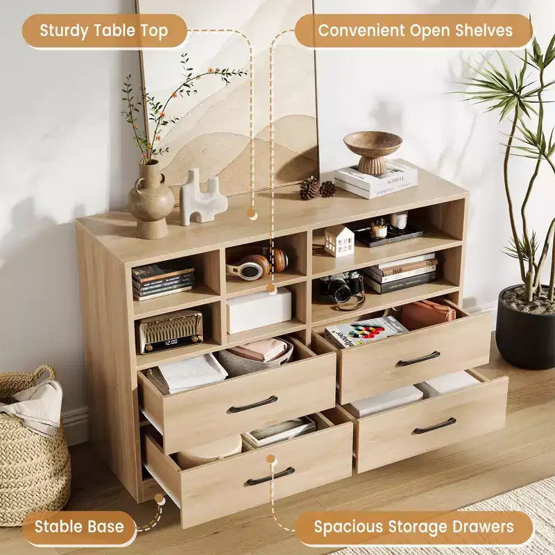 Commode 4 tiroirs pour chambre à coucher, commode moderne, meuble TV