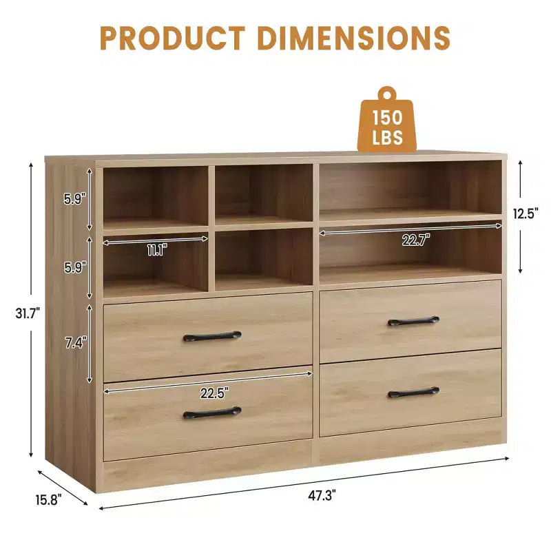 Commode 4 tiroirs pour chambre à coucher, commode moderne, meuble TV