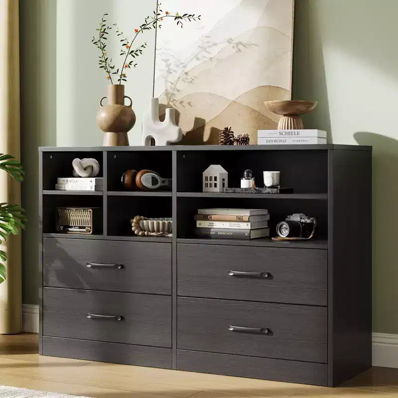 Commode 4 tiroirs pour chambre à coucher, commode moderne, meuble TV