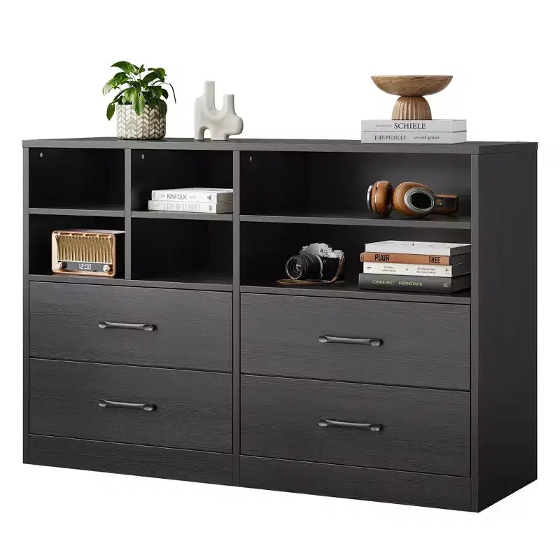 Commode 4 tiroirs pour chambre à coucher, commode moderne, meuble TV