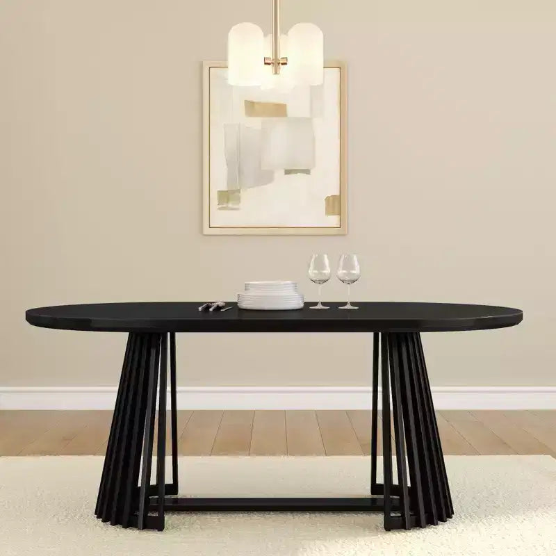 Table à manger rectangulaire, Table de cuisine minimaliste en bois massif pour 6 personnes