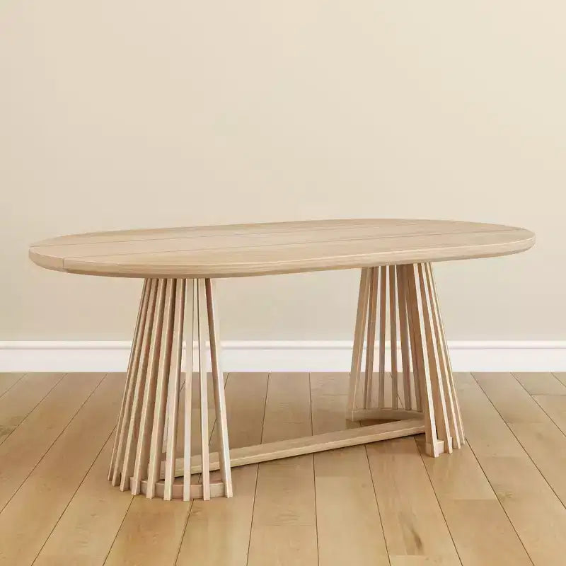Table à manger rectangulaire, Table de cuisine minimaliste en bois massif pour 6 personnes