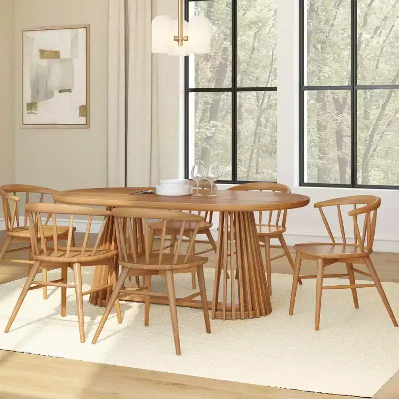 Table à manger rectangulaire, Table de cuisine minimaliste en bois massif pour 6 personnes
