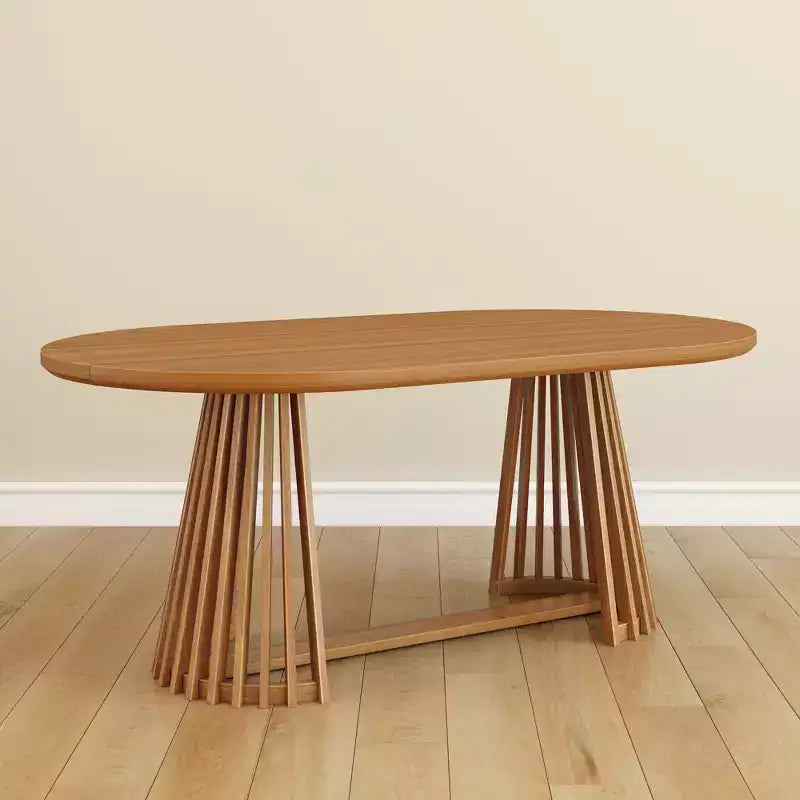 Table à manger rectangulaire, Table de cuisine minimaliste en bois massif pour 6 personnes