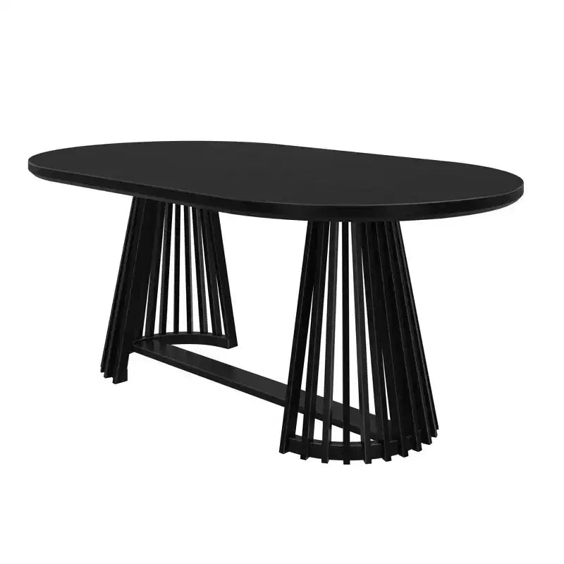 Table à manger rectangulaire, Table de cuisine minimaliste en bois massif pour 6 personnes