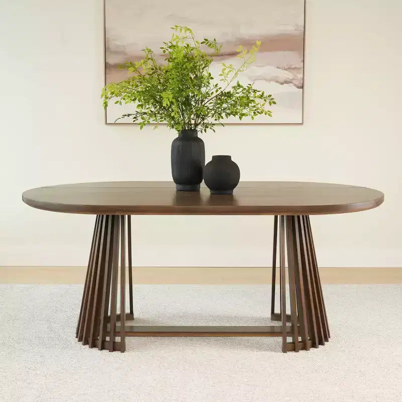 Table à manger rectangulaire, Table de cuisine minimaliste en bois massif pour 6 personnes