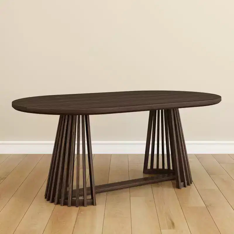 Table à manger rectangulaire, Table de cuisine minimaliste en bois massif pour 6 personnes