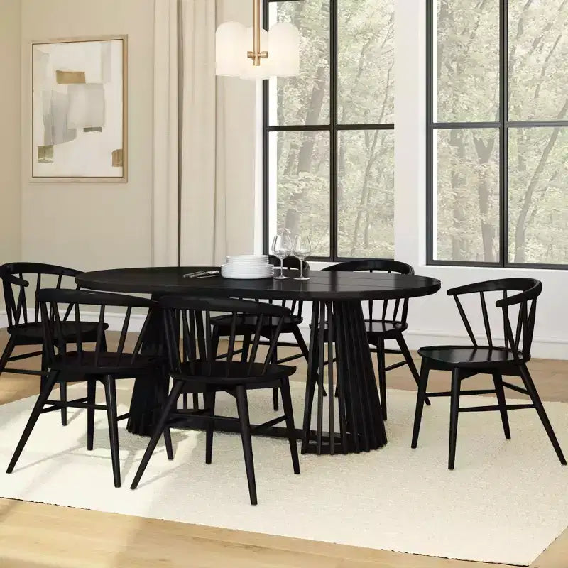 Table à manger rectangulaire, Table de cuisine minimaliste en bois massif pour 6 personnes