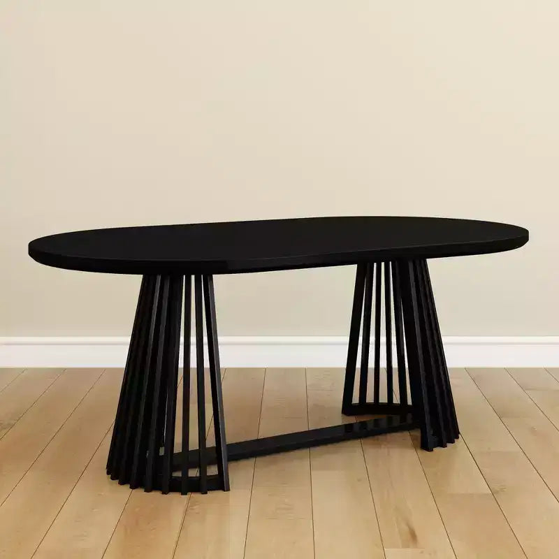 Table à manger rectangulaire, Table de cuisine minimaliste en bois massif pour 6 personnes
