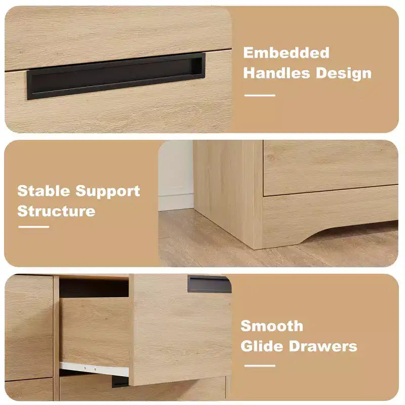 Commode à 4 tiroirs pour chambre à coucher, commode de rangement naturelle