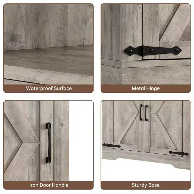 Armoire d'angle de ferme, haute armoire de rangement d'angle avec porte en verre