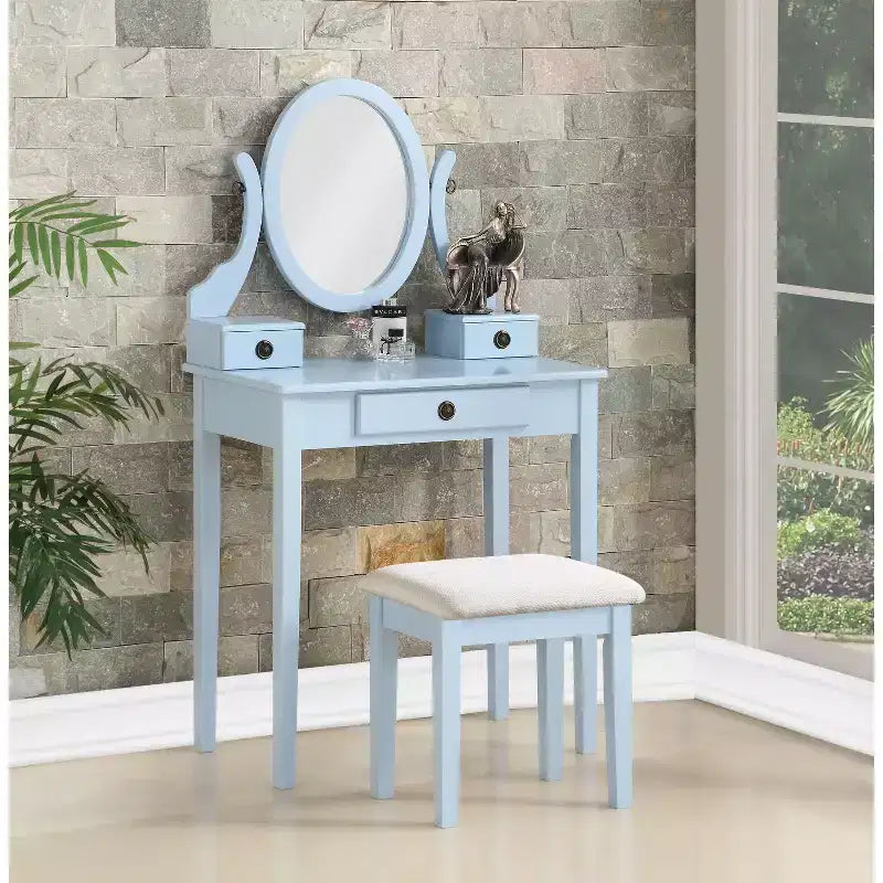 Coiffeuse et chaise, coiffeuse et tabouret en bois pour chambre à coucher