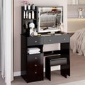 Table et chaise de maquillage avec rangement grande capacité, 37 tiroirs de bureau à gauche