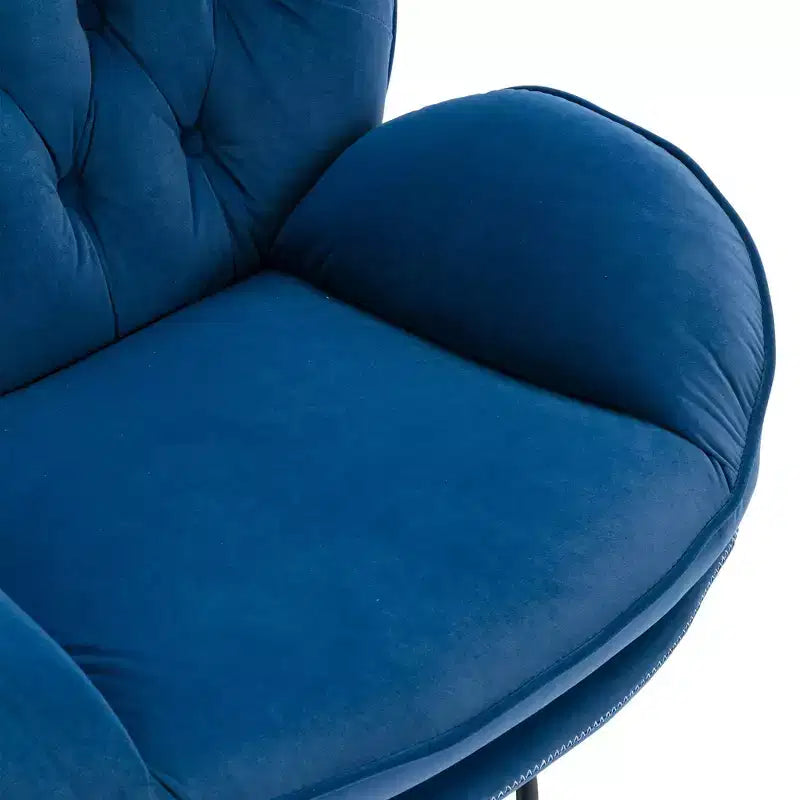 Fauteuil d'appoint en velours avec pouf, fauteuil de salon sans accoudoirs de style moderne du milieu du siècle