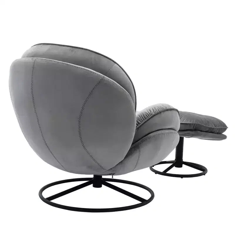 Fauteuil d'appoint en velours avec pouf, fauteuil de salon sans accoudoirs de style moderne du milieu du siècle