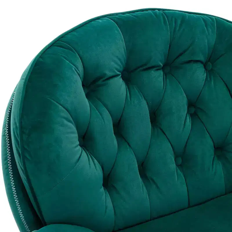 Fauteuil d'appoint en velours avec pouf, fauteuil de salon sans accoudoirs de style moderne du milieu du siècle