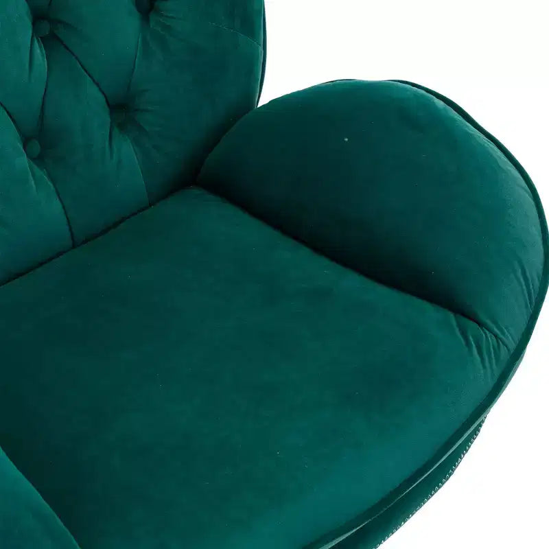 Fauteuil d'appoint en velours avec pouf, fauteuil de salon sans accoudoirs de style moderne du milieu du siècle