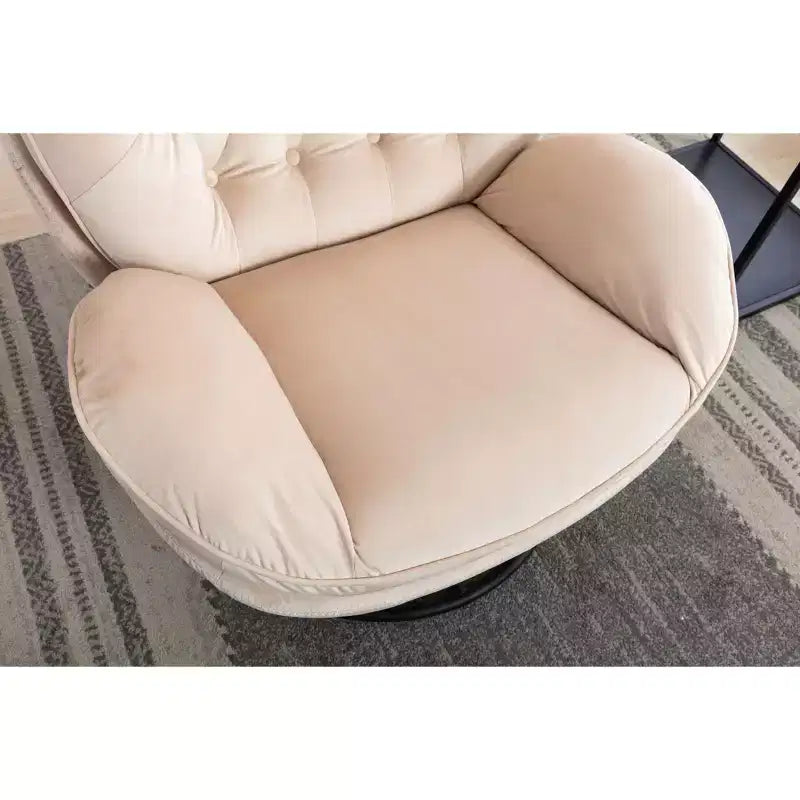 Fauteuil d'appoint en velours avec pouf, fauteuil de salon sans accoudoirs de style moderne du milieu du siècle