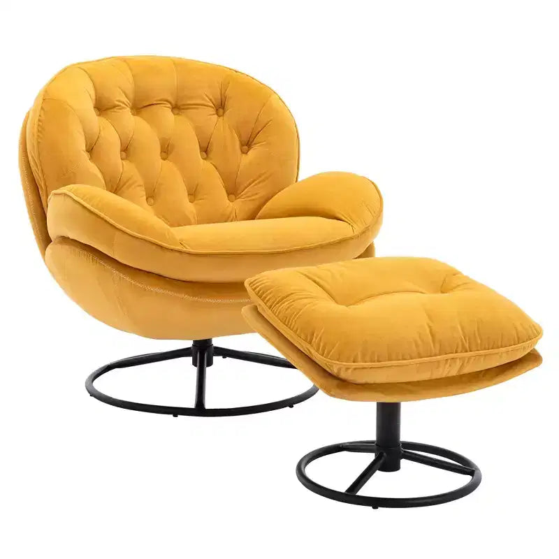 Fauteuil d'appoint en velours avec pouf, fauteuil de salon sans accoudoirs de style moderne du milieu du siècle