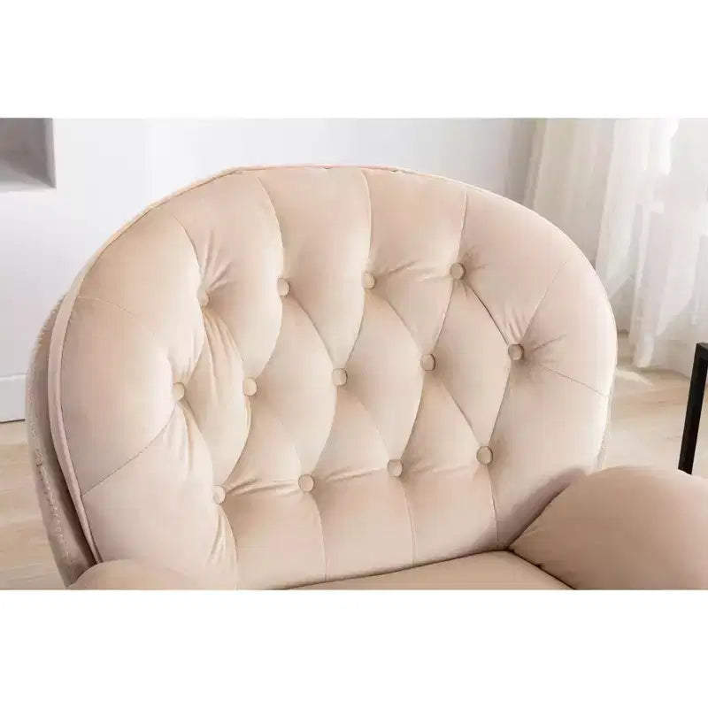 Fauteuil d'appoint en velours avec pouf, fauteuil de salon sans accoudoirs de style moderne du milieu du siècle