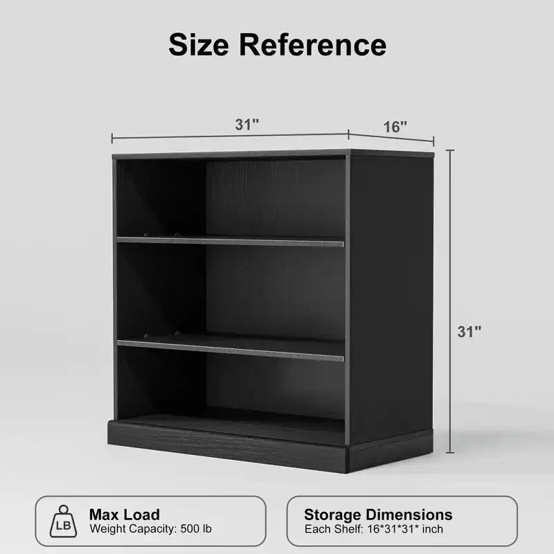 Armoire de rangement décorative noire sans porte en grain de bois, pour chambre, salon