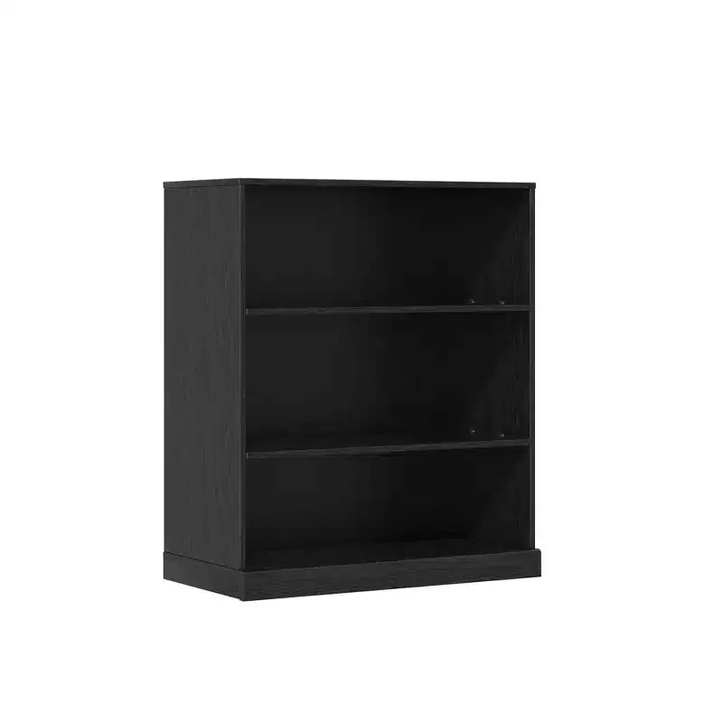 Armoire de rangement décorative noire sans porte en grain de bois, pour chambre, salon