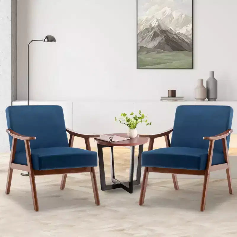 Fauteuil d'appoint de chambre avec dossier extra-épais, chaise longue en bois massif
