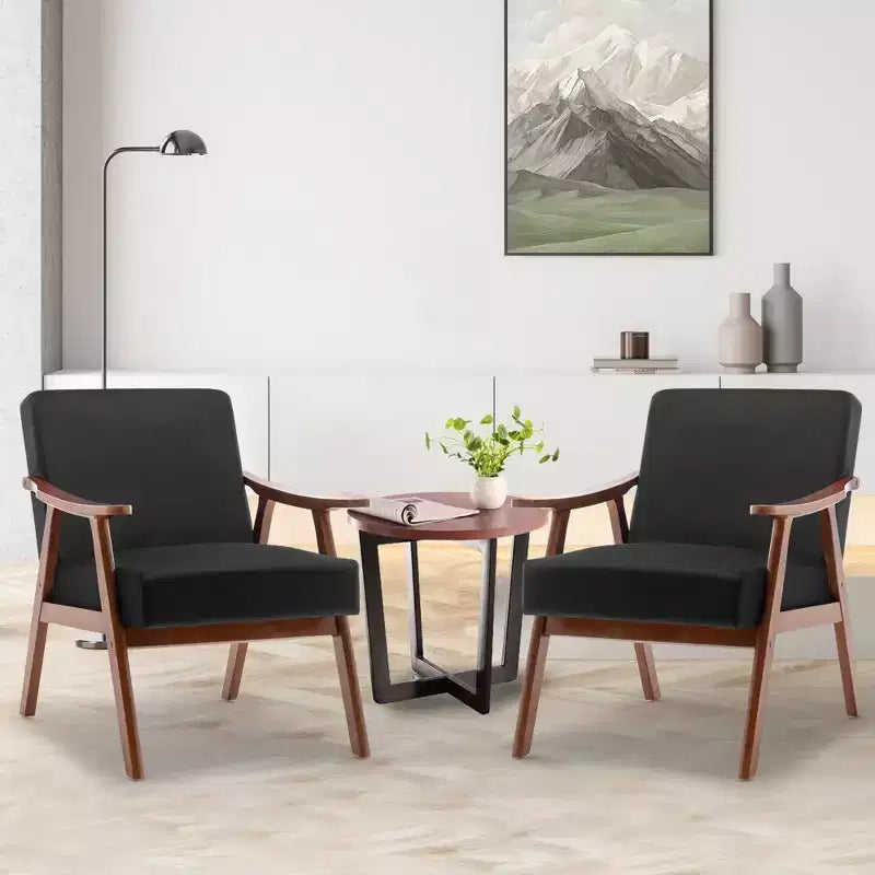 Fauteuil d'appoint de chambre avec dossier extra-épais, chaise longue en bois massif