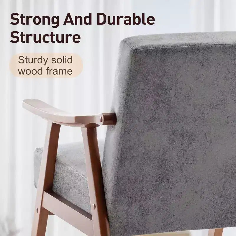 Fauteuil d'appoint de chambre avec dossier extra-épais, chaise longue en bois massif
