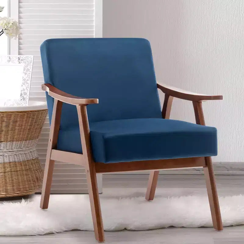 Fauteuil d'appoint de chambre avec dossier extra-épais, chaise longue en bois massif