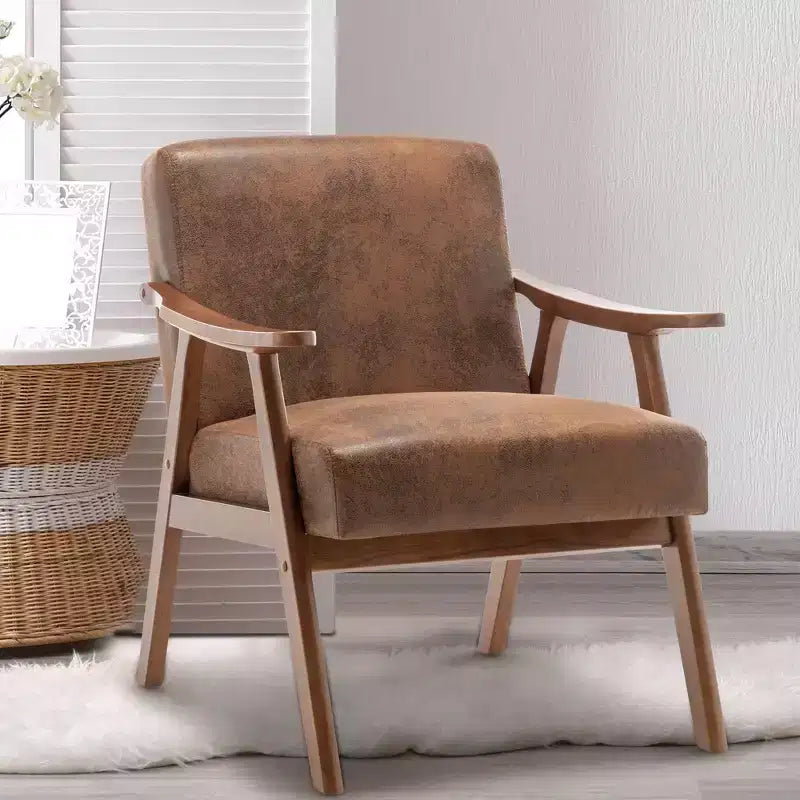Fauteuil d'appoint de chambre avec dossier extra-épais, chaise longue en bois massif