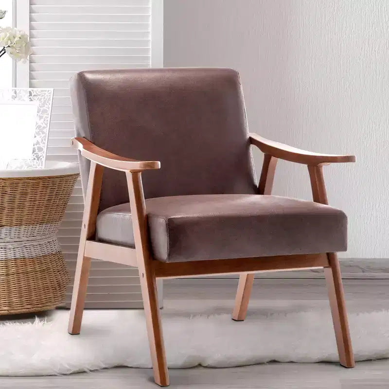 Fauteuil d'appoint de chambre avec dossier extra-épais, chaise longue en bois massif