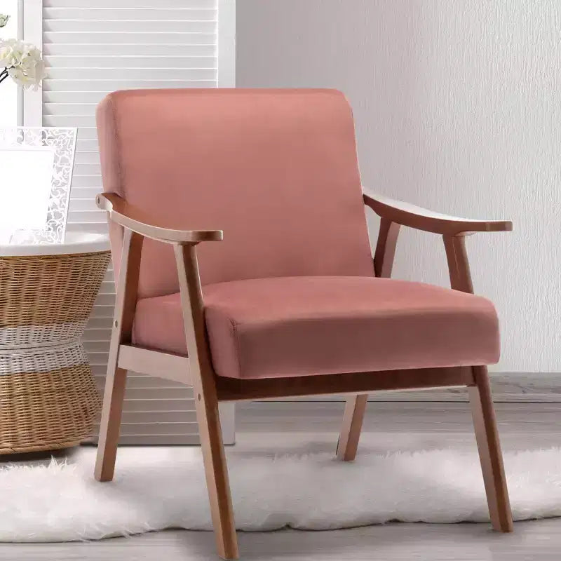 Fauteuil d'appoint de chambre avec dossier extra-épais, chaise longue en bois massif