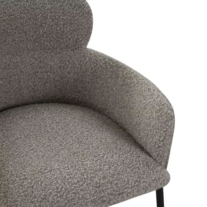 Fauteuil de salle à manger en velours, accoudoir, coussins attachés, dossier incurvé