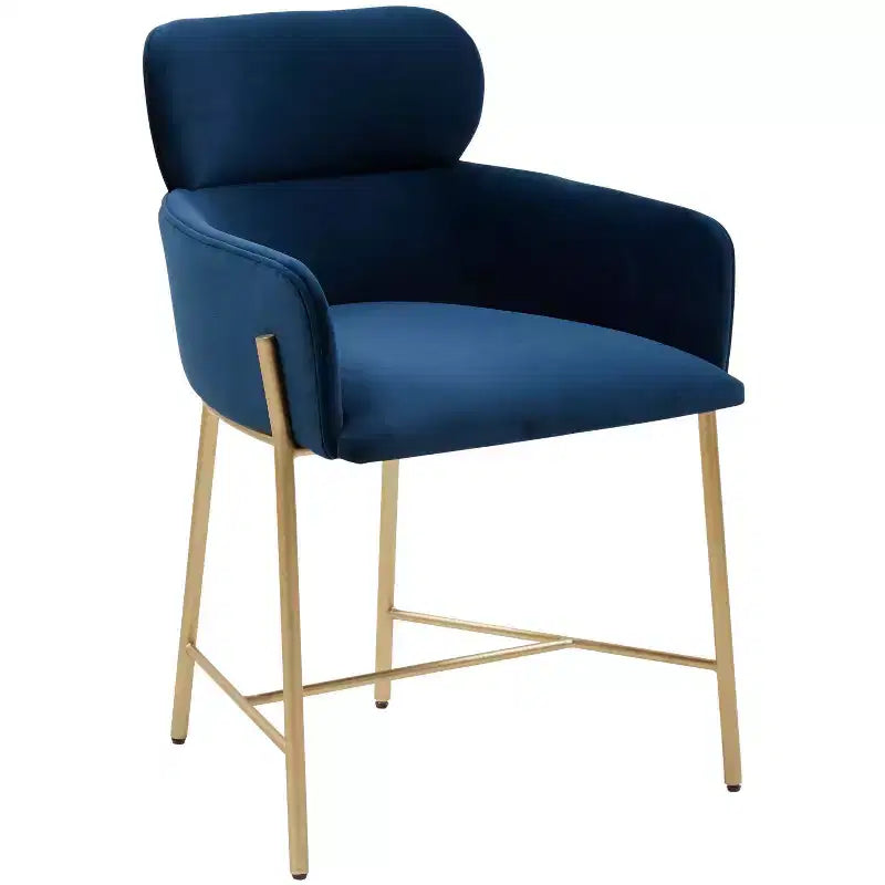 Fauteuil de salle à manger en velours, accoudoir, coussins attachés, dossier incurvé